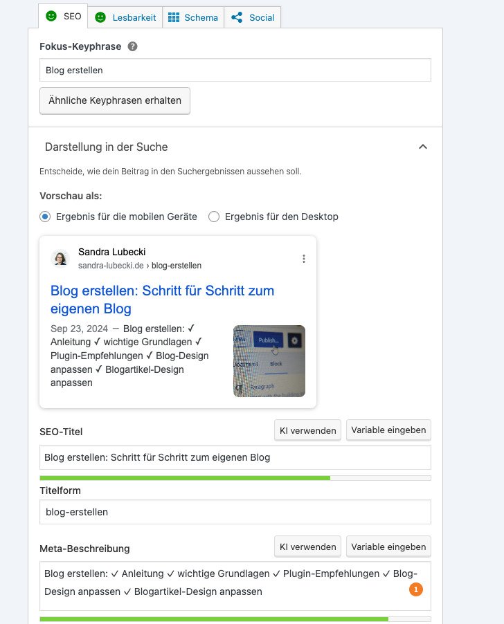Blog erstellen mit Yoast SEO